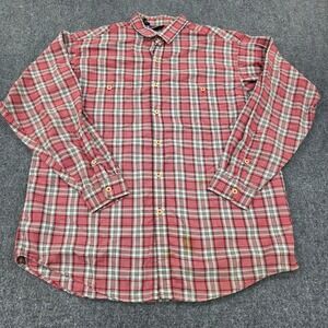 Patagonia Red Plaid Long Sleeve Button‎ Up Shirt Men's Size L Cotton